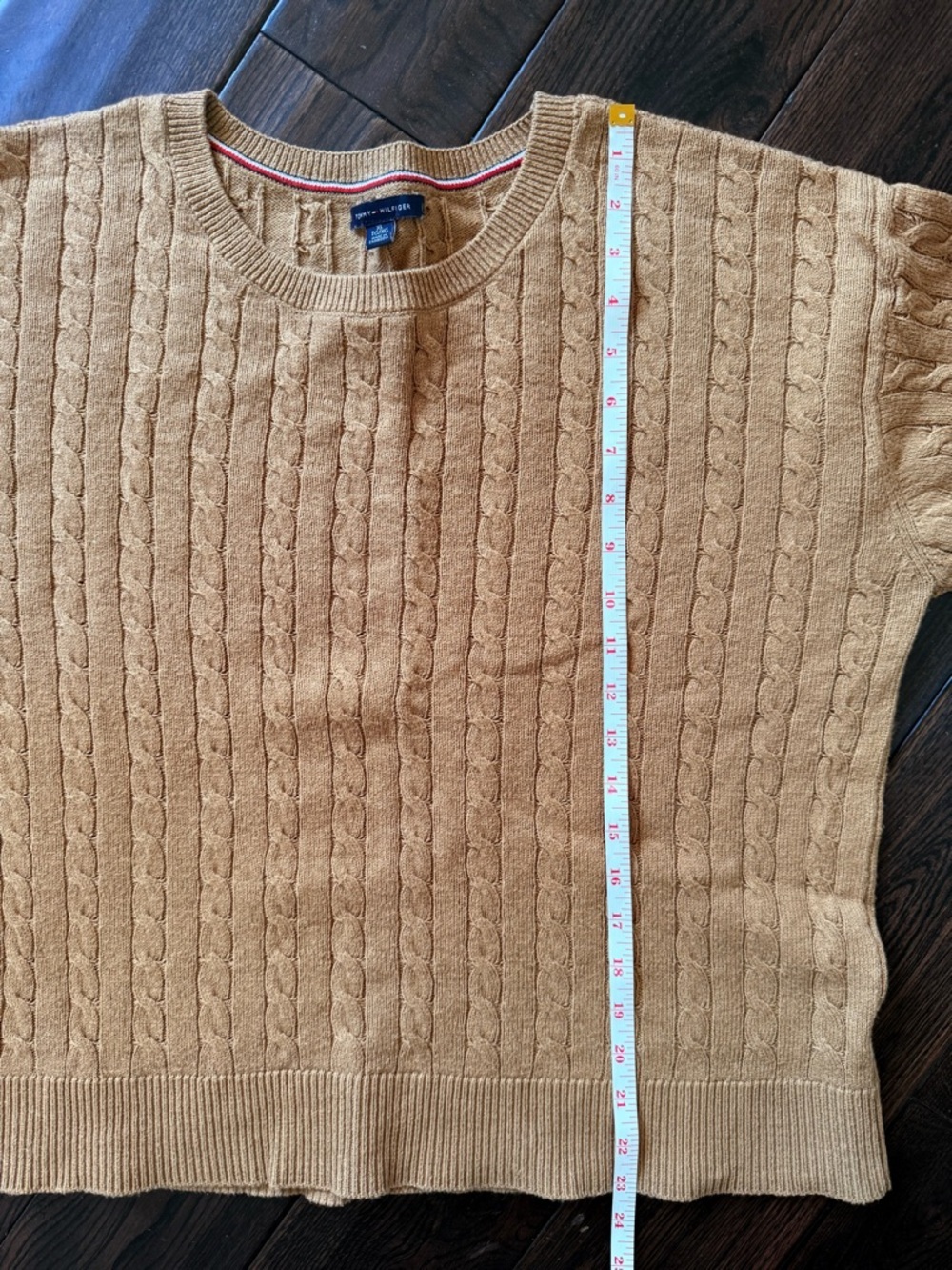 Tommy Hilfiger Camel Cable-Knit Crewneck Sweater - Picture 6 of 9